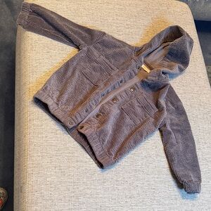 Kids Corduroy Hooded Jacket - Brown